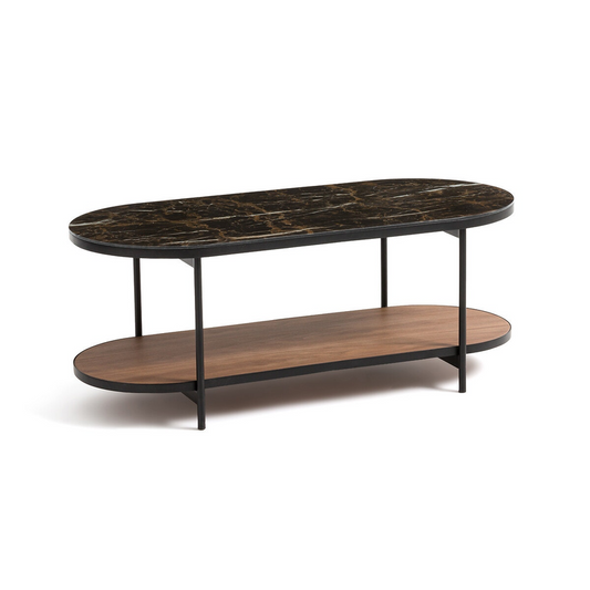 Gil Marble Effect Glass Top Coffee Table
